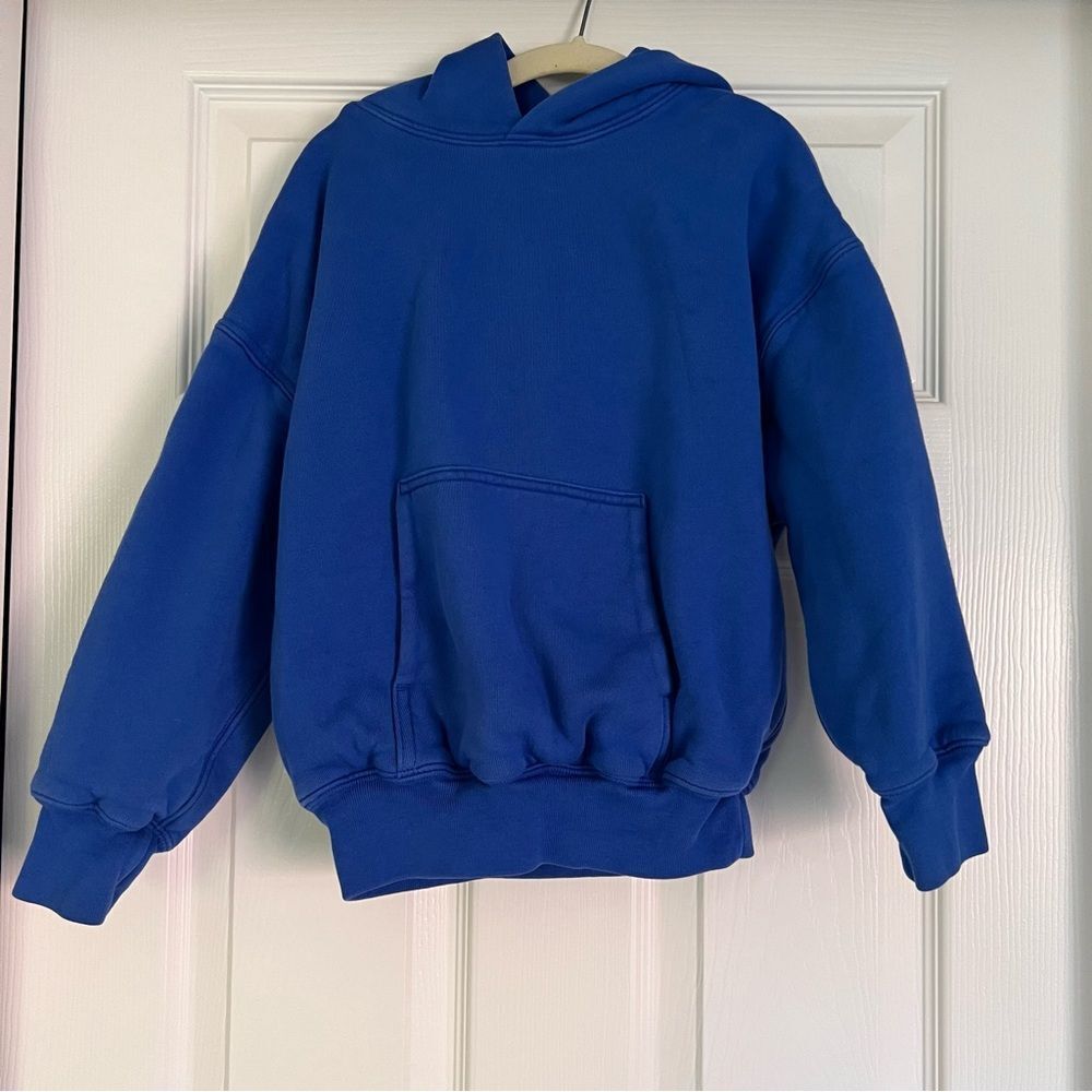 Yeezy Cotton Unisex Hooded Sweatshirt Blue Small 6-7 Years EUC